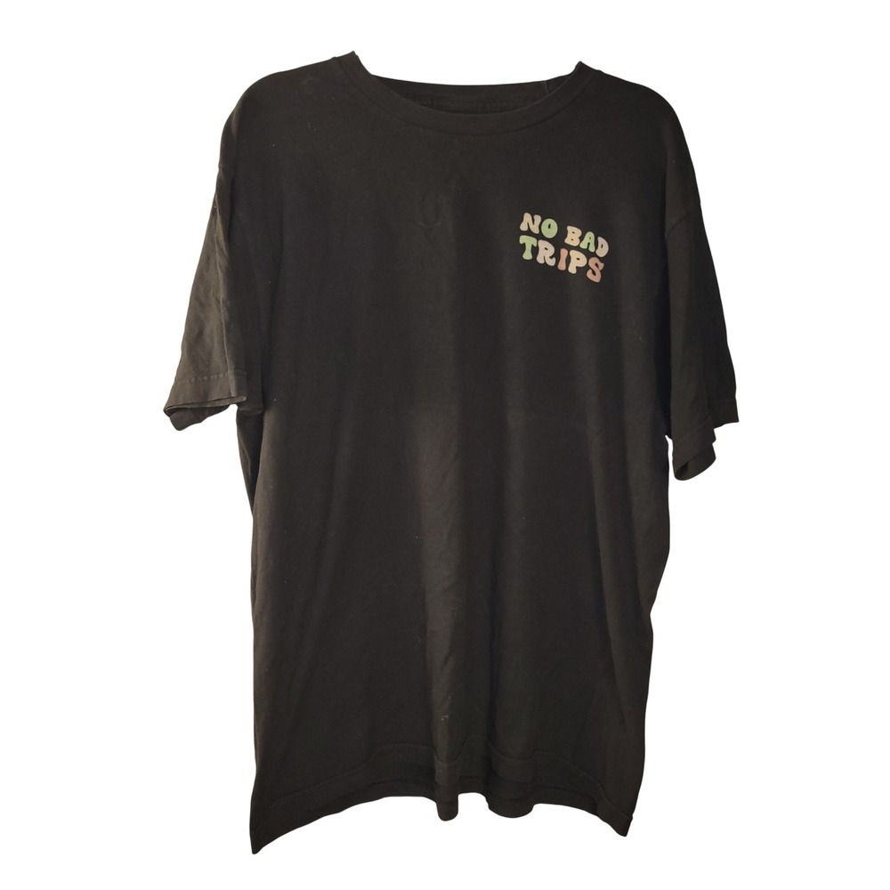 In Your Face Apparel No Bad Trips Mushroom Graphic Tee Black XL Mens Short Sleev